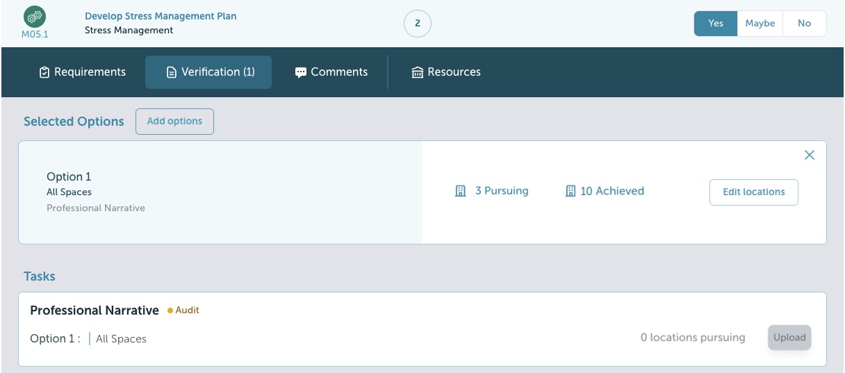 A screenshot showing an example of an account that does not require additional audit documentation after adding locations